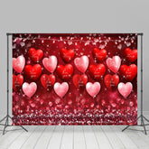 Aperturee - Glitter Red Heart Balloons Valentines Day Backdrop
